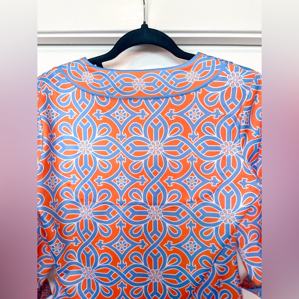 Gretchen Scott Designs Vibrant Orange and Blue Tunic Shirt - Picture 5 of 7